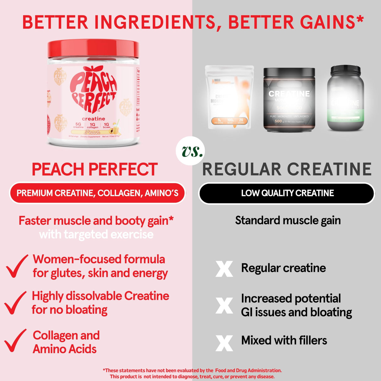 Peach Perfect Creatine Monohydrate Powder, Pink Lemonade, Glute Builder Creatine for Women with Collagen, BCAAs, 5g Vegan Micronized Creatine per Serving, for Energy, Muscle Support, 30 Servings
