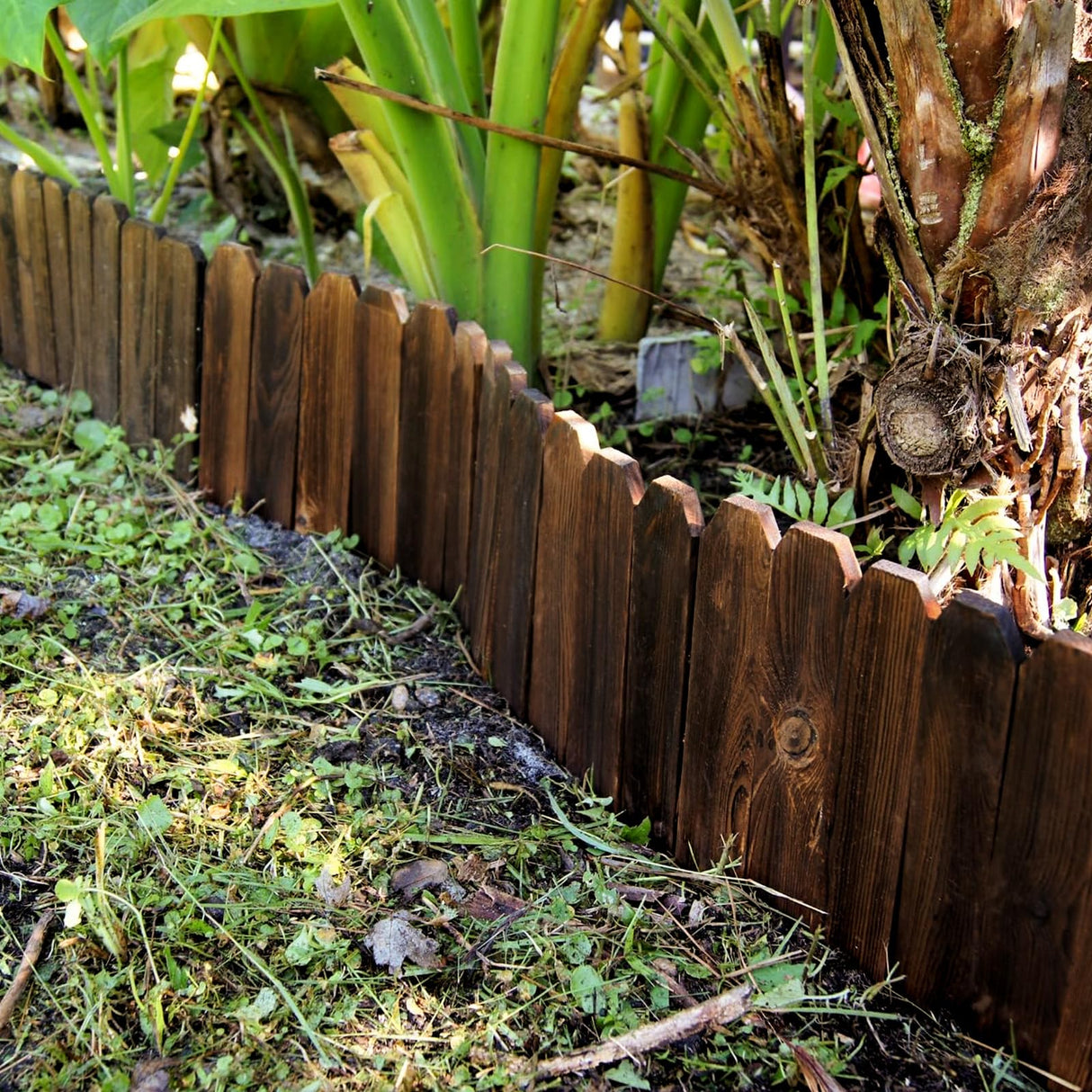 Mulctun Wood Garden Edging - 11.8" H X 47" L Sturdy Wooden Landscape Edging, Natural Flower Bed Edging Borders, Decorative Wooden Garden Fence for Yard Flower Bed Lawns Pathway Tree (2 Packs)