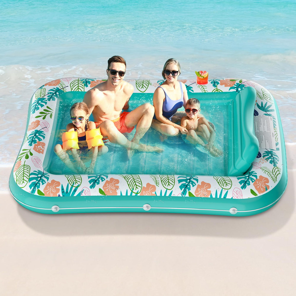 Inflatable Tanning Pool Lounger Float, Stonful 87" x 63" Pool Floats Adult with Pillow & Cup Holder, 4 in 1 Water Filled Inflatable Sun Tan Tub Tanning Bed Mat for Swimming Pool Backyard Beach (XXL)