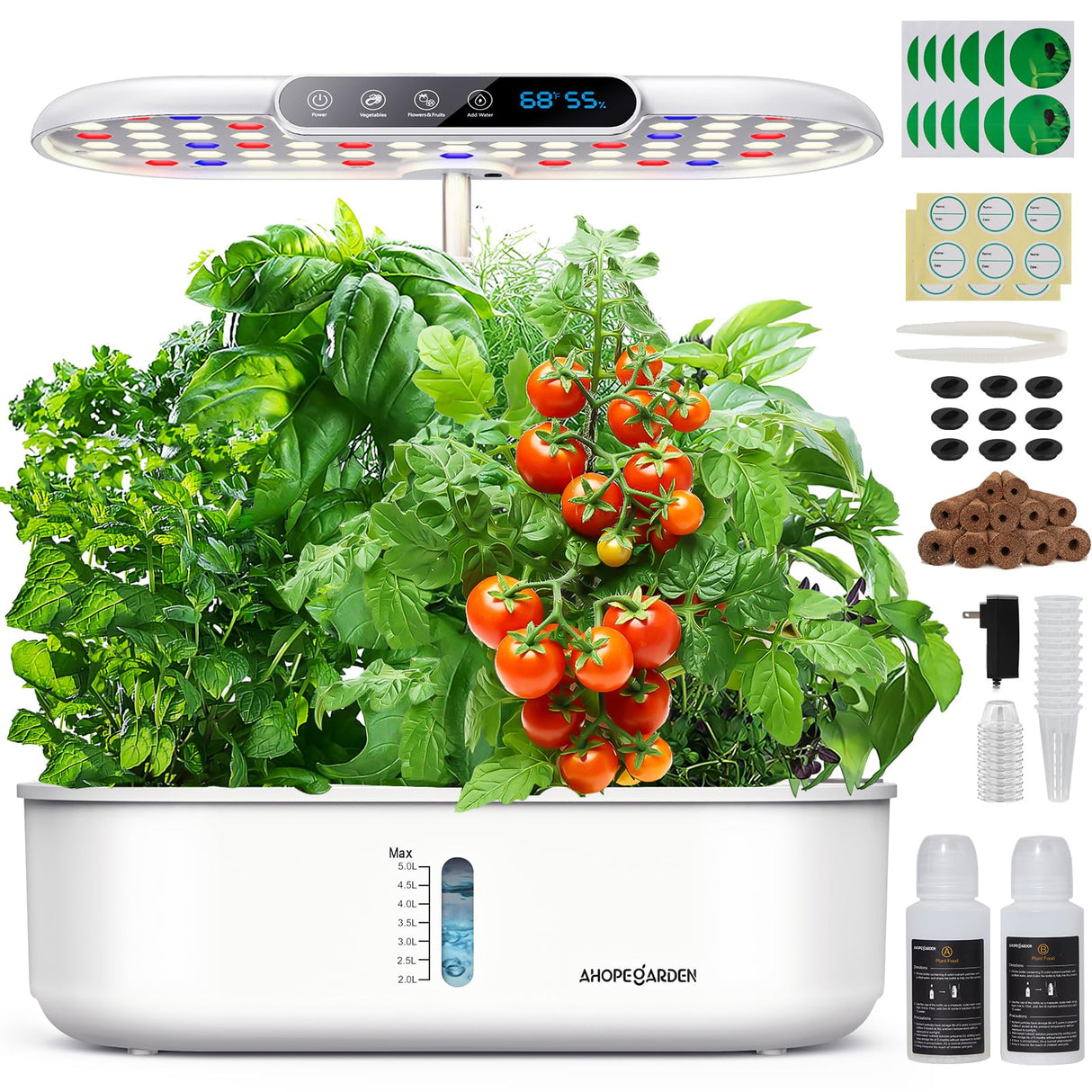 Ahopegarden Hydroponics Growing System: 12 Pods with Smart Env.Detection