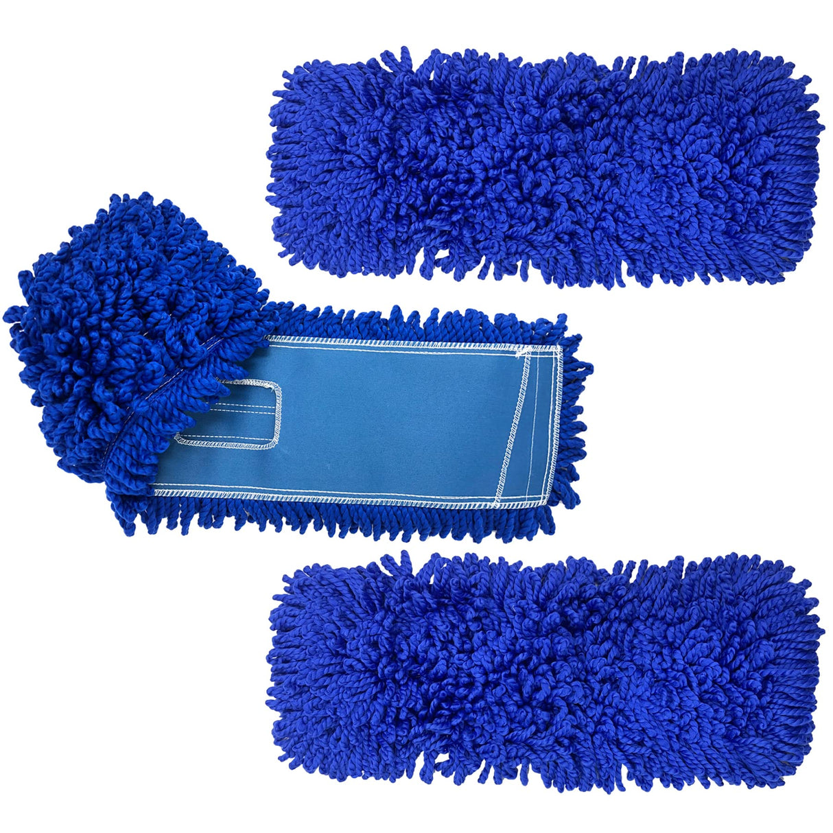 KLEEN HANDLER 3 Pack of 36 Inch Microfiber Dust Mop, Large Washable Commercial Mop Head Replacement, Sweeper, Janitorial Supplies, Blue