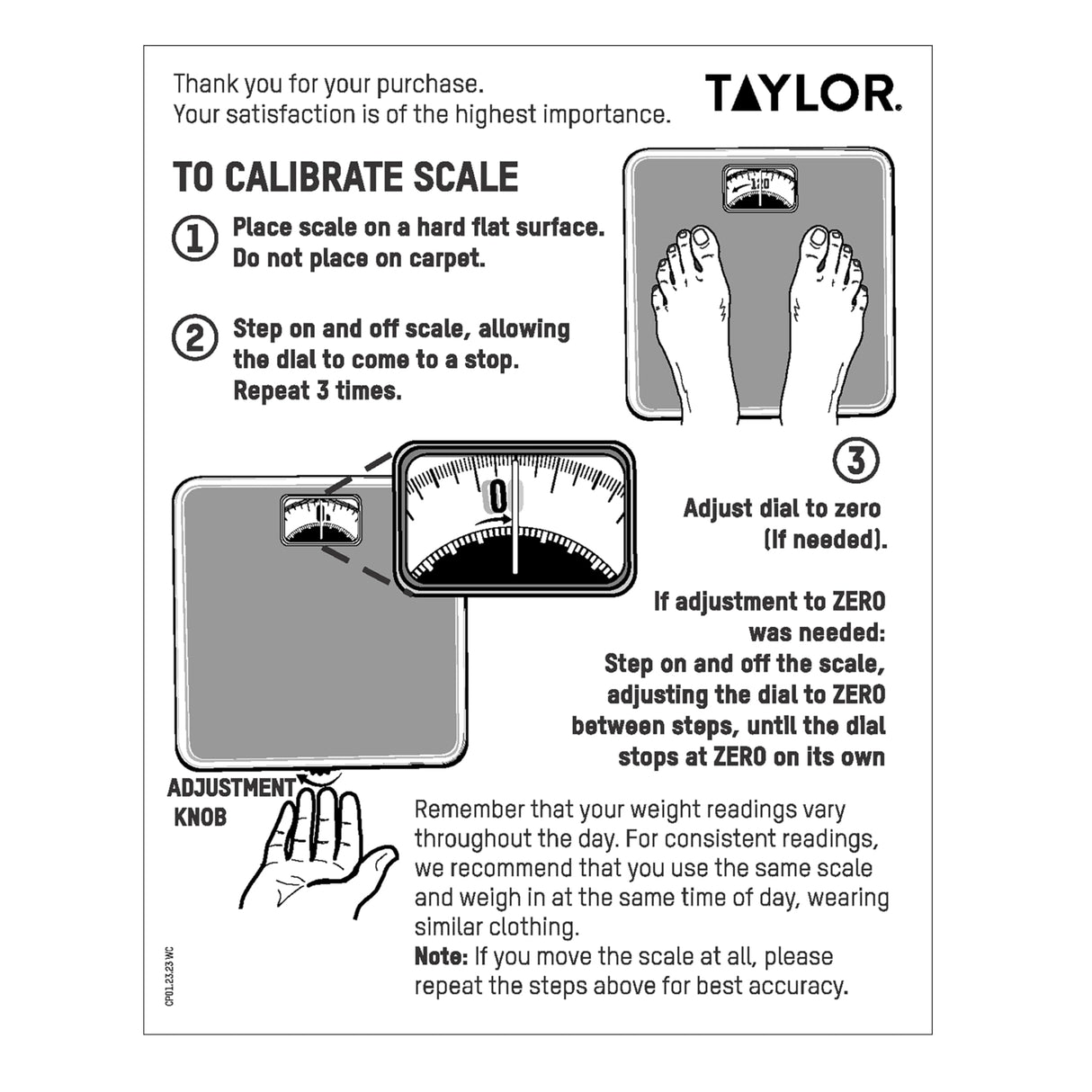 Taylor Analog Scale, Dial Scale for Body Weight, Mechanical Bathroom Scale, Highly Accurate Non-Digital Weighing Machine, Measures Weight up to 300 lb Capacity, Battery Free, FSA HSA Eligible, Black