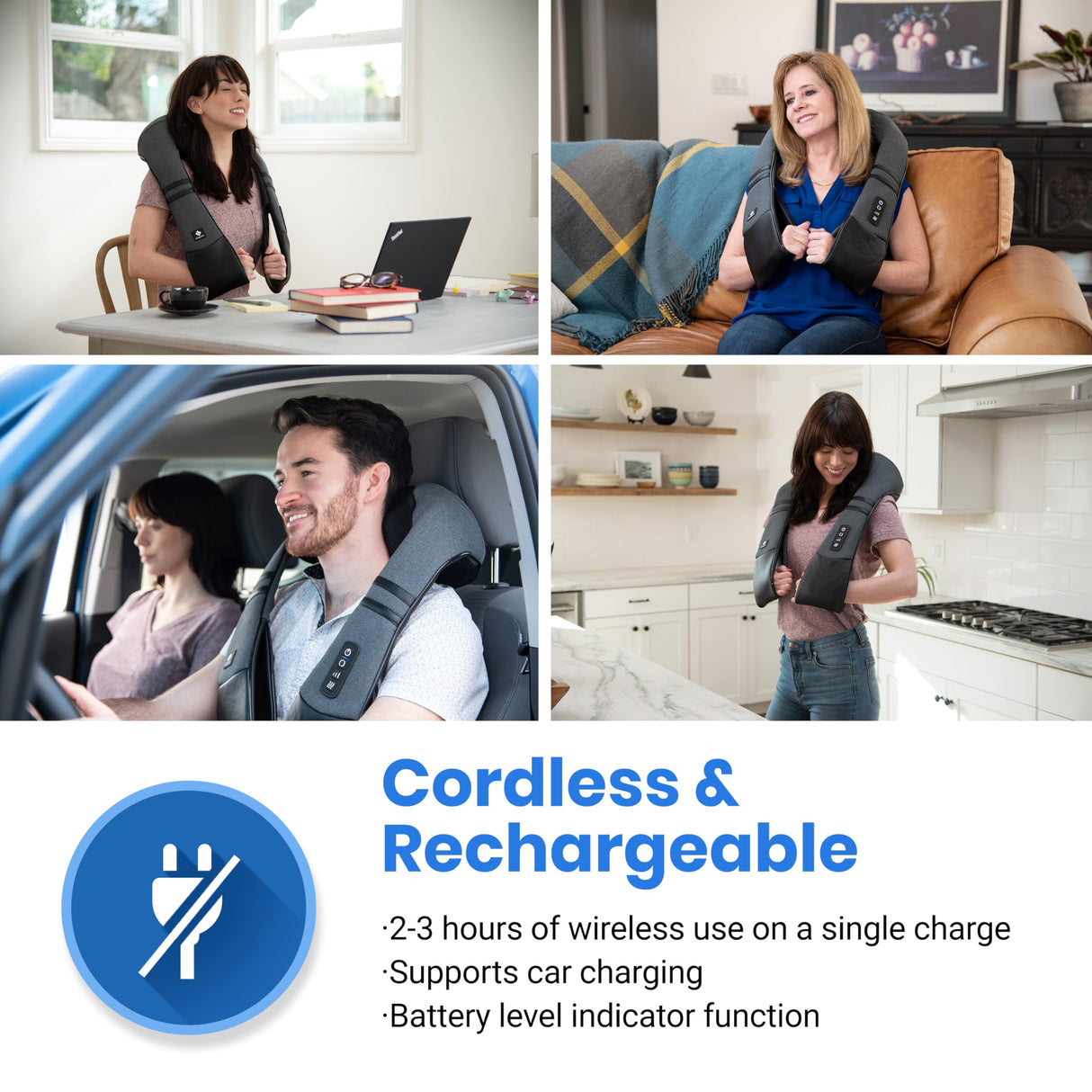 Etekcity FSA HSA Eligible Cordless Neck Massager with Heat for Pain Relief Deep Tissue, FSA Wearables, Rechargeable Shiatsu Back Shoulder Massage Tool, Best Gift for Mother, Father, Women, Men