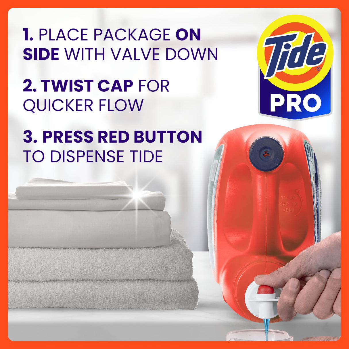 Tide PRO Laundry Detergent Liquid Bulk, Removes Hotel, Restaurant, and Healthcare Stains in One Wash, Commercial Use, 129 loads, 170 fl oz (Case of 4)