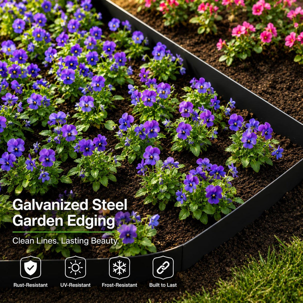 Pmango 10-Pack Galvanized Steel Landscape Lawn Edging 4.5 inch Height Black