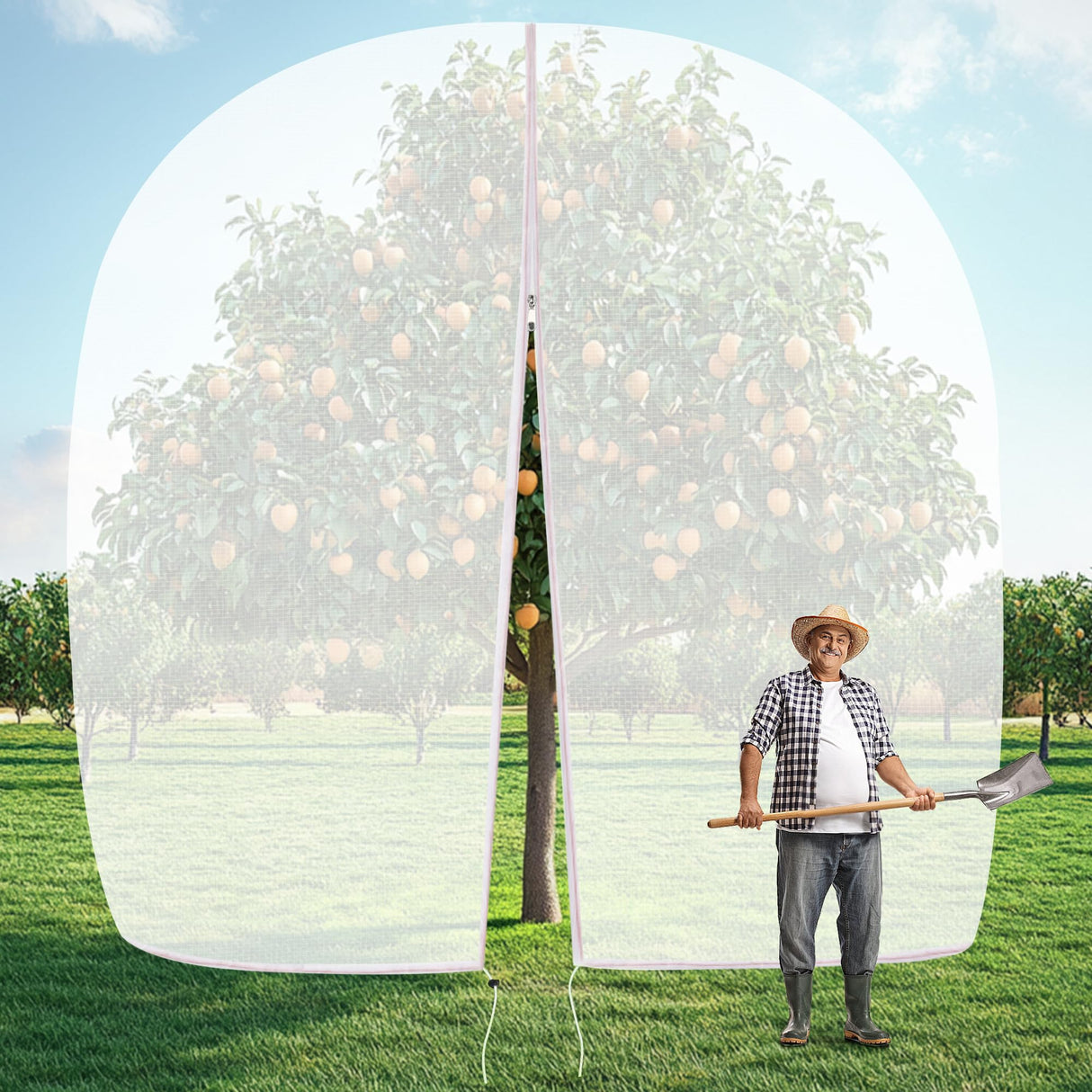 10 X 10FT Large Fruit Tree Netting, Tree Nets for Fruit Trees with Zipper and Drawstring, Insect Netting Barrier for Garden Blueberry Bushes Cherry Peach Apple Protection from Squirrels Birds Pests