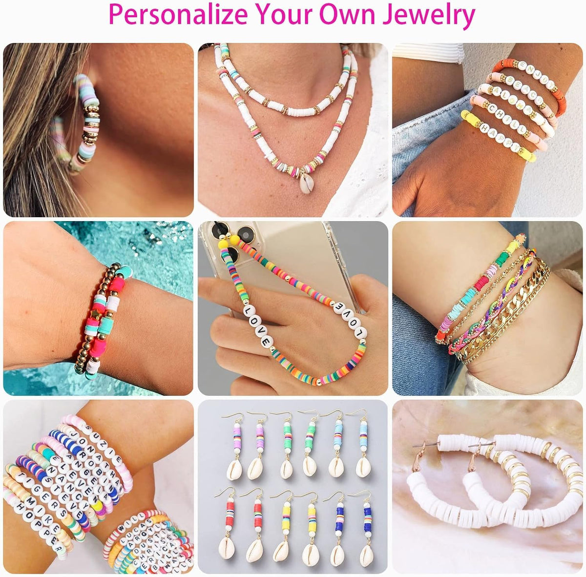 Friendship Bracelet Kit, 14,000pcs 48 Colors Clay Beads for Jewelry Making