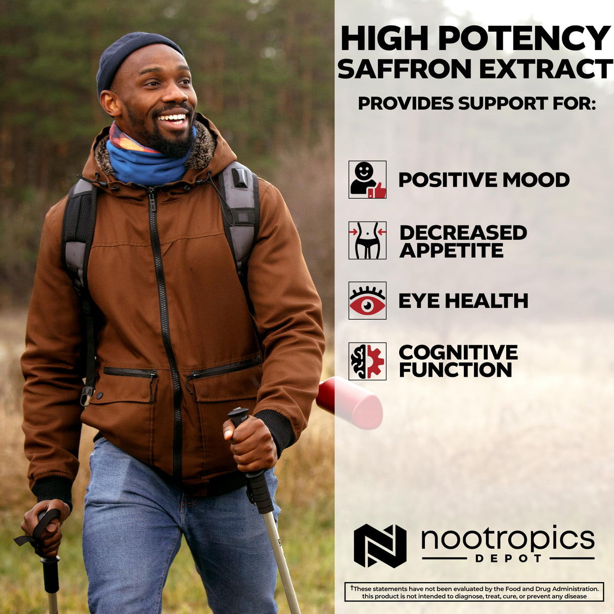 Nootropics Depot High Potency Saffron Extract Capsules | 30mg | Minimum 7.5% Crocins and 1% Safranals | Crocus sativus | 180 ct