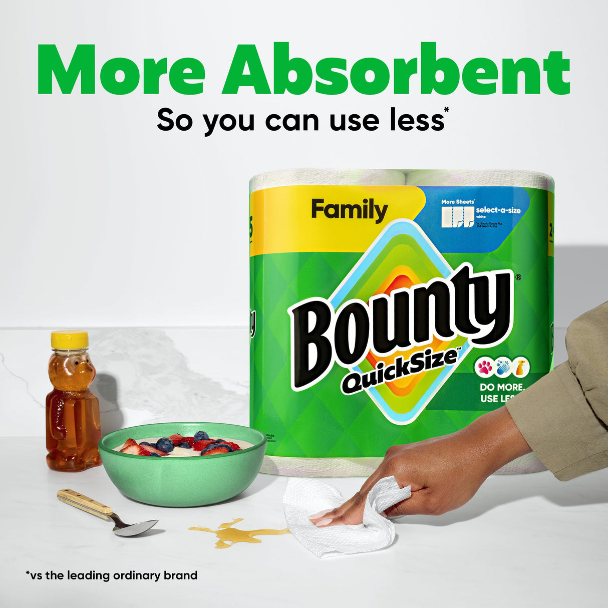 Bounty Paper Towels Quick Size, White, 16 Family Rolls = 40 Regular Rolls (Packaging May Vary)