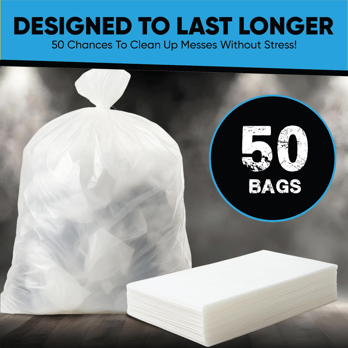 60-65 Gallon Clear Trash Bags | 50 Count | Large Clear Plastic Bags for Recycling, Garbage, and Commercial Use – Fits 60 Gallon and 65 Gallon Cans