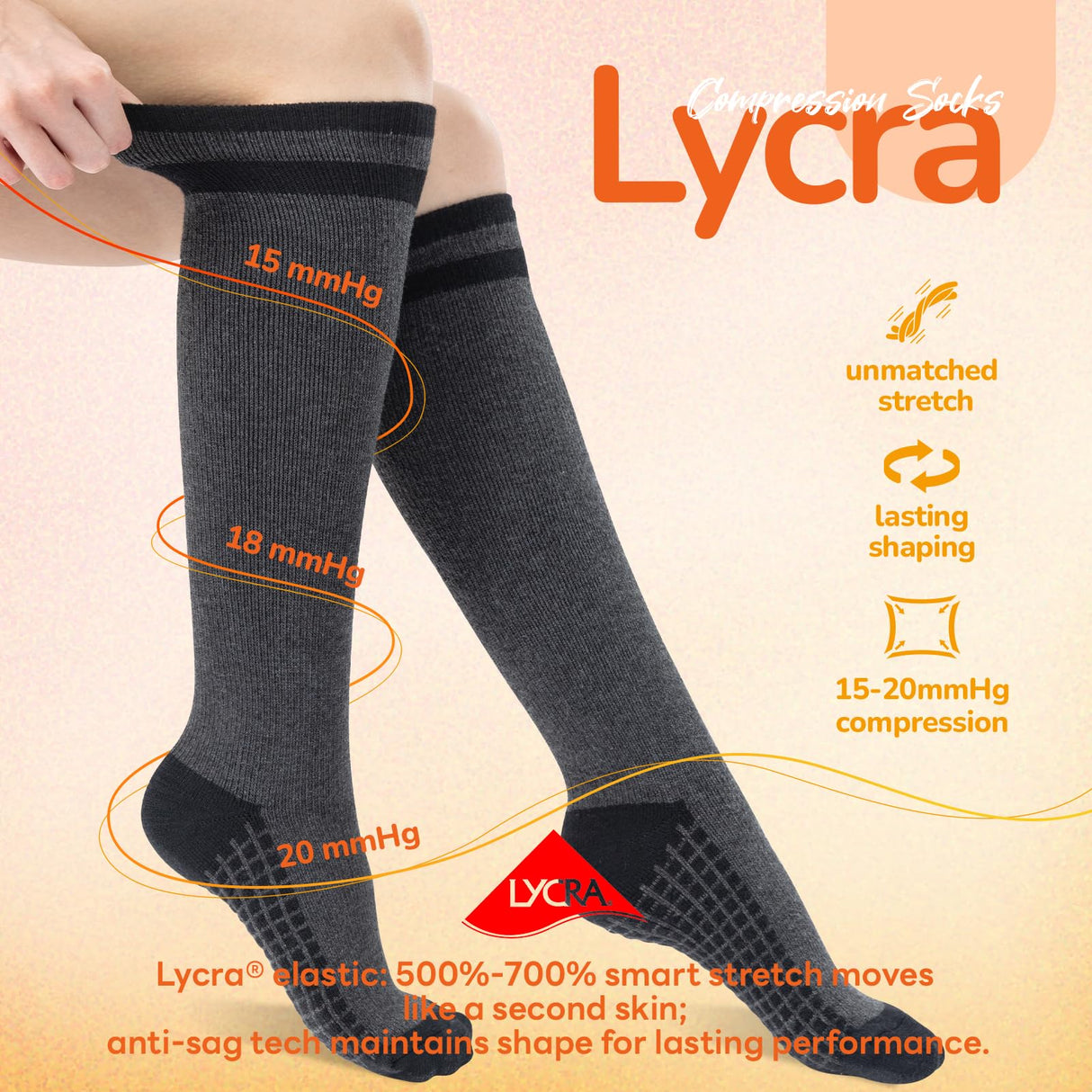 SONORAN 3 Pairs Merino Wool Compression Socks for Men Women, Knee High Winter Thermal Thick Warm for Cold Weather Christmas Gift L/XL Black&Gray&Black Gray