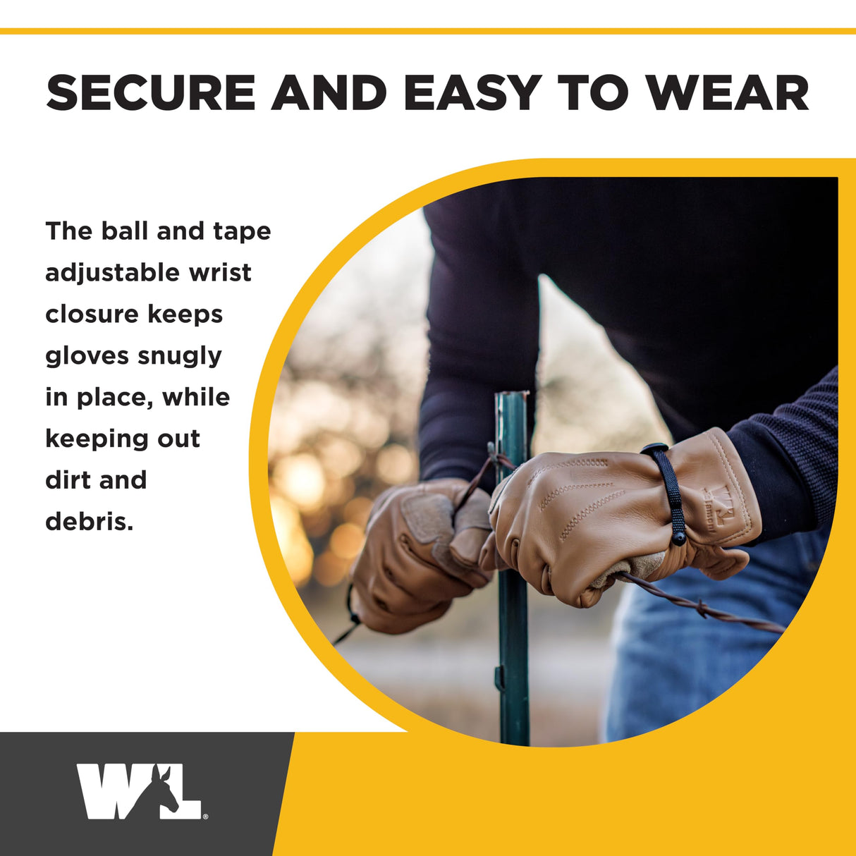 Wells Lamont Leather Work Gloves for Men – Heavy Duty, Cowhide, Abrasion & Puncture Resistant – Adjustable Wrist, Gunn Cut Design, Ideal for Ranching, Farming, Construction - Timber - L