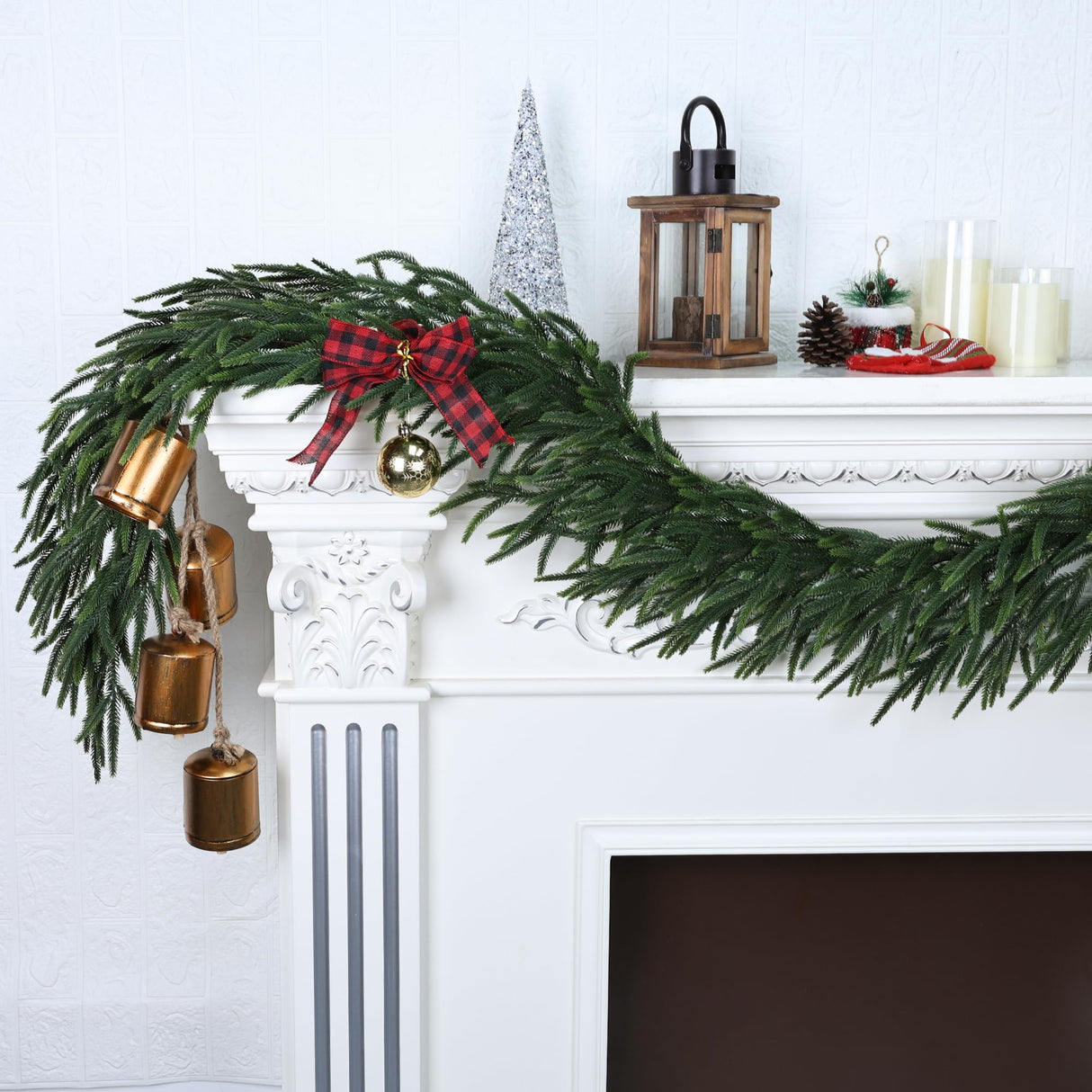 MDSTBN Realistic Christmas Garland Pine Garland Real Touch Green Artificial Greenery Garland Artificial Pine Garlands,for Table Mantle Wall Indoor Outdoor Christmas All-Season Decorations-6FT
