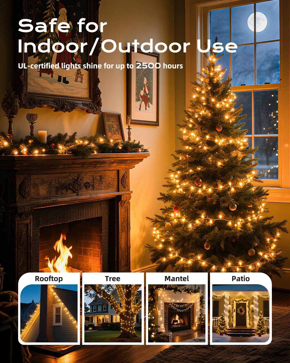 Brightown Clear Christmas String Lights, 200-Count 51.5ft Incandescent Bulb Mini Lights for Indoor Holiday Decor, Christmas Tree Garland Wedding Party Multi-Use Festival Decoration, White Wire