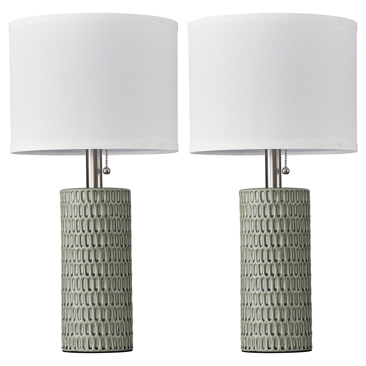 Reaketon Table Lamps for Living Room Set of 2, Ceramic Table Lamps for Bedroom, 20" Modern Lamps for Night Stands, Green