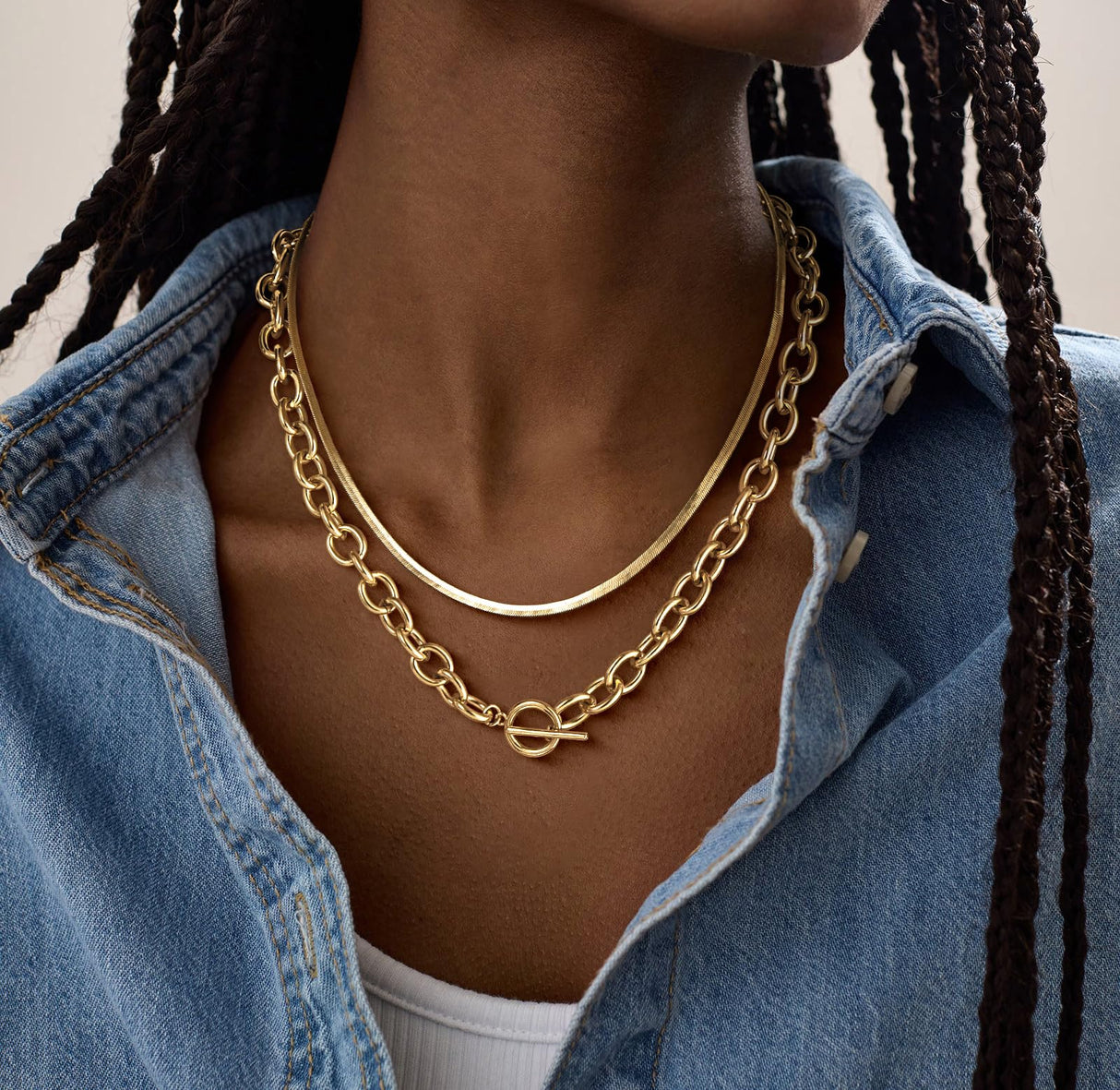 CHESKY 14K Gold Plated Chunky Paperclip Necklace
