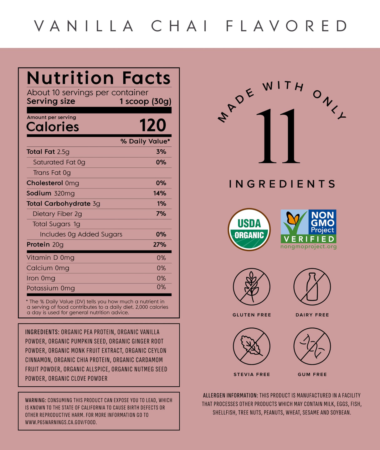 Truvani Vegan Pea Protein Powder | Vanilla Chai | 20g Organic Plant Based Protein | 10 Servings | Keto | Gluten & Dairy Free | Low Carb | No Added Sugar