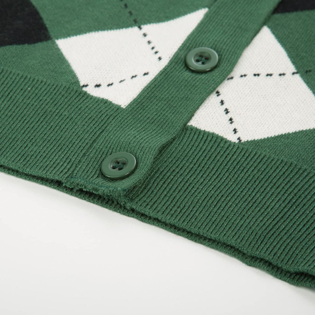 GRACE KARIN Button Up Cardigans for Women Vintage Long Sleeve Knit Cardigan Lightweight V Neck Sweaters Christmas Sweaters for Women (Green White,XL)