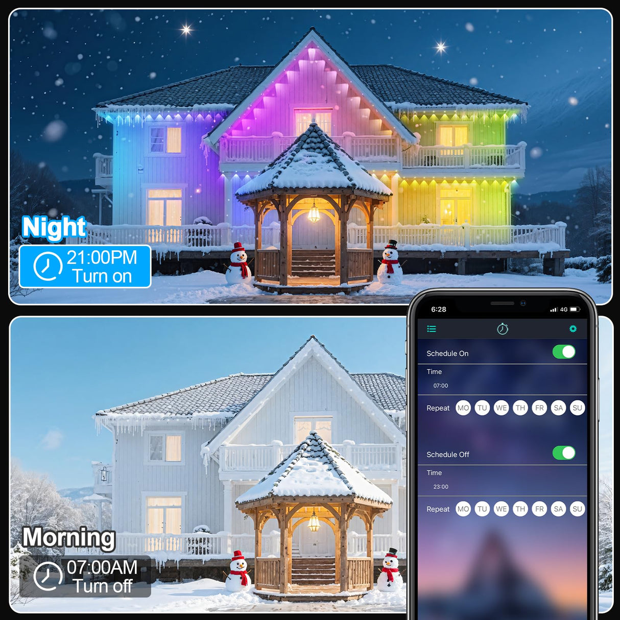 CETELUMA 400Ft Permanent Outdoor Lights for House Waterproof, IP67 LED Eave Lights with App/Remote Control, Outdoor Permanent led Lighting for House Roof Decor,Christmas,Party,All Holiday and Daily