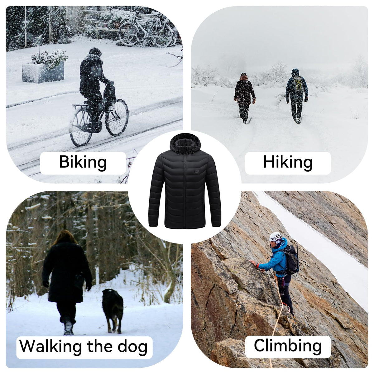 CHANGEOWN Heated Jackets for Women & Men, Dual-Control 15 Heating Zones Unisex Heating Jacket Coat with Battery, 3 Heating Levels Windproof & Waterproof Heating Jacket for Winter Outdoor, Medium