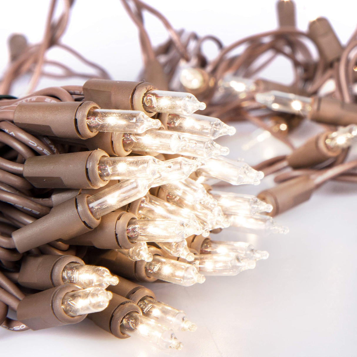 612 Vermont 100 Clear Mini Christmas String Lights on Brown Wire Cord, UL Approved for Indoor/Outdoor Use, 18 Foot of Lighted Length, 20 Foot of Total Length (Pack of 2)