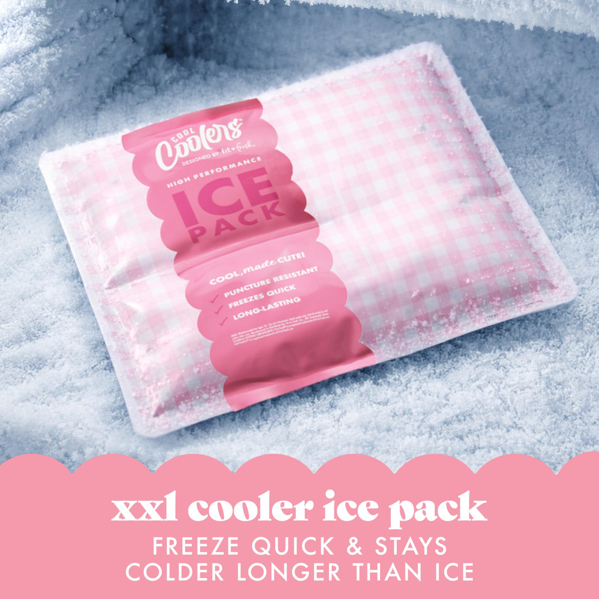Cool Coolers by Fit & Fresh Reusable Ice Packs for Coolers – Large Long-Lasting Freezer Packs, Puncture Resistant BPA-Free Gel Ice Packs for Coolers, Lunch Boxes, Camping & Picnic, 2PK, Pink Gingham
