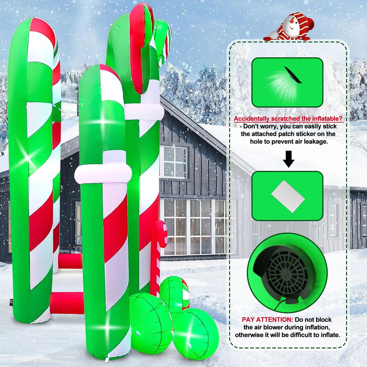 Kalolary 13FT Christmas Archway Inflatables with LED Light, Giant Xmas Candy Arch Inflatable Stereoscopic Blow up Christmas Outdoor Yard Decorations for Square Shopping Mall Lawn Garden Holiday Party