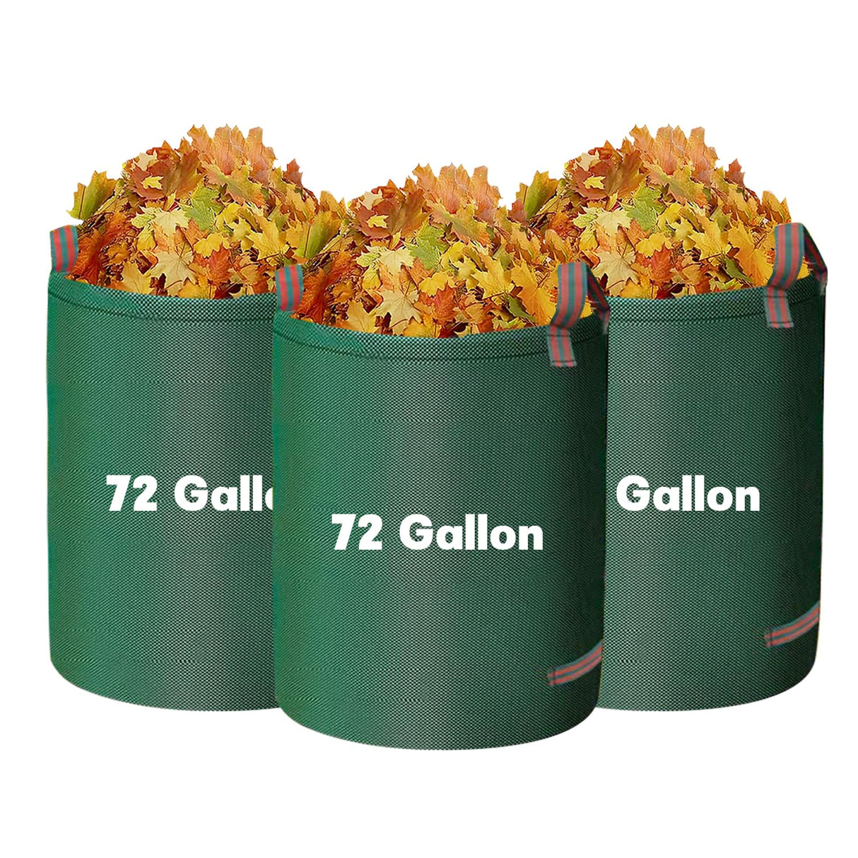Reusable Yard Waste Bags - 3 Pack, 72 Gallon Lawn Bags with Reinforced Handles, Ideal for Grass, Leaves, and Yard Waste - Durable and Garden Waste Bags, Collapsible Lawn Leaf Bag, Leaf Bag Stand Up.
