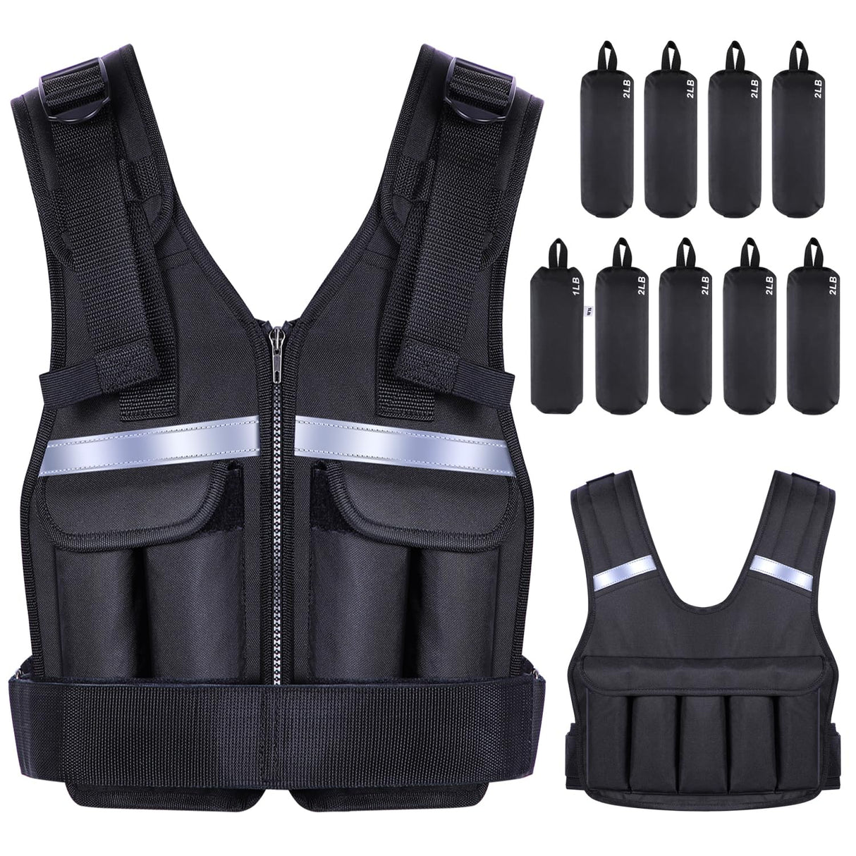 Adjustable Weighted Vest Weights Set: Sportneer 2 4 6 8 10 12 14 16 18 Lbs Body Weight Vests 9 In 1 Fast Adjust Running Vest for Men Women Gym Home Workout Fitness Exercise Strength Training 2-18 Lbs