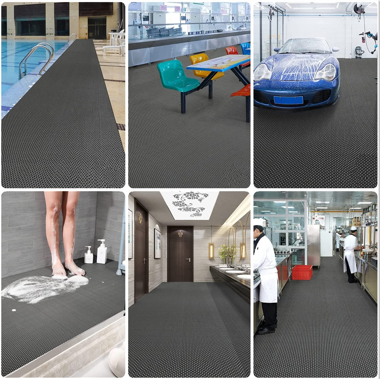 Drainage Non Slip Mats 3'x10' Heavy Duty Commercial Floor Mat Mesh Hollow Door Mat Roll for Swimming Pool Bathroom Kitchen Garage Indoor Outdoor Wet Area,Blue,0.9×3M/3×10FT