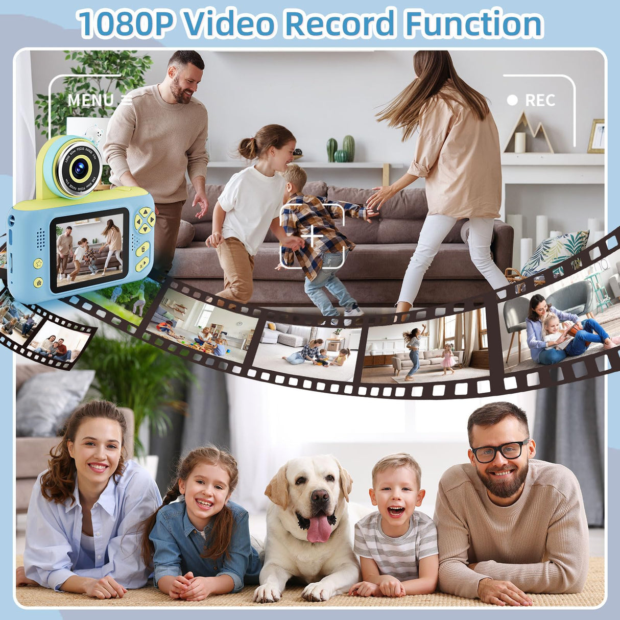 Makolle Camera for Kids, Toddler Volging Cameras Age 3-8 Christmas Birthday Gifts for Boys and Girls 3-12 Year Old Boys Digital Camcorder for Video Portable Kids Selfie Camera with 32GB SD Card Blue