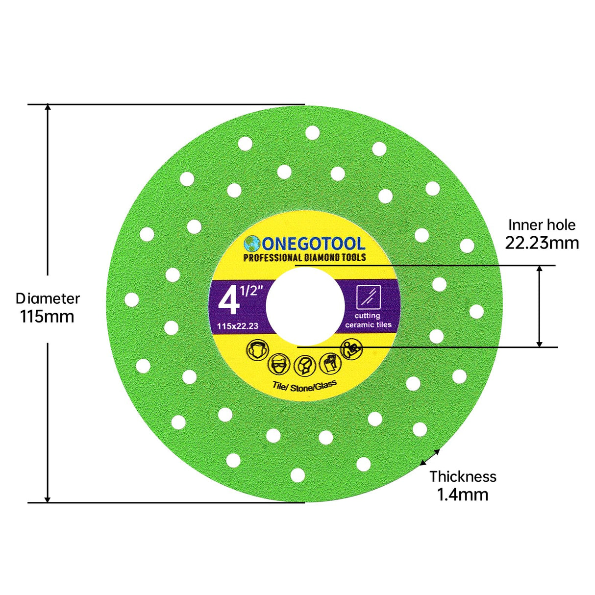 ONEGOTOOL 4-1/2 inch Tile Cutter Diamond Saw Blade for Angle Grinder Porcelain Ceramic Glass Marble Cutting Tools Grinding disc (3pcs)