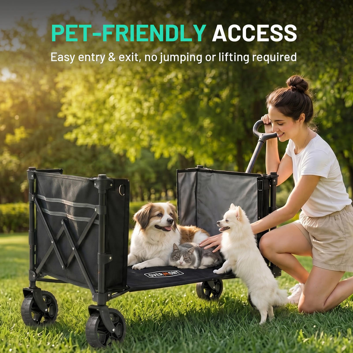 Overmont Ultra Compact Collapsible Wagon Cart, Lightweight Foldable Wagon with All Terrain Wheels, 120L Utility Wagon for Grocery Shopping, Daily Use, Camping & Sport