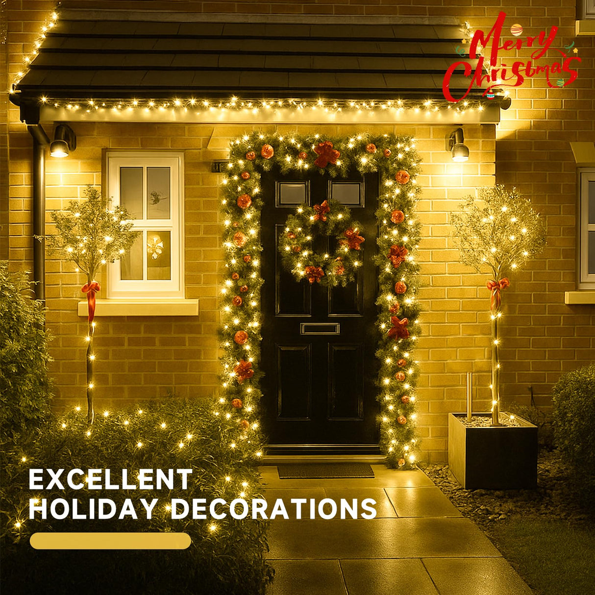 4 Pack 180FT Solar String Lights for Outside, Super Bright 320 LED Solar Christmas Light Outdoor Waterproof with 8 Modes, Green Wire Solar Twinkle Fairy Lights for Xmas Tree Party Yard (Warm White)