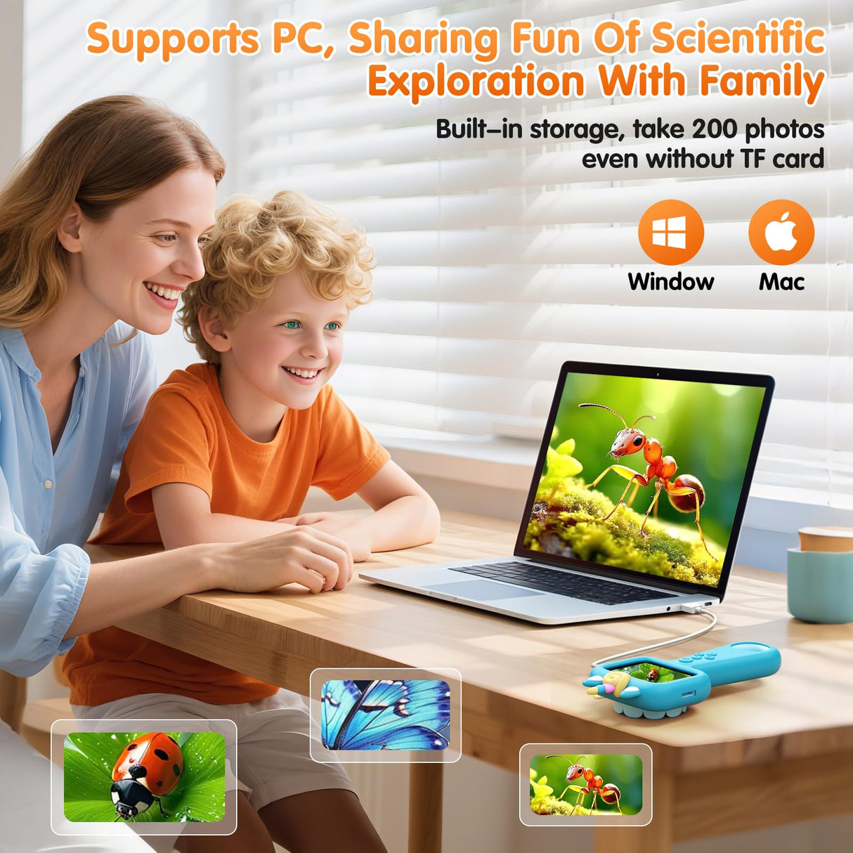 Pocket Microscope for Kids, 2.4" Screen 600X Portable Digital Microscope Handheld, STEM Educational Science Kit Toys for Age 3 4 5 6 7 8 9 10 11 12 13 Years Old Kids Christmas Birthday Gifts