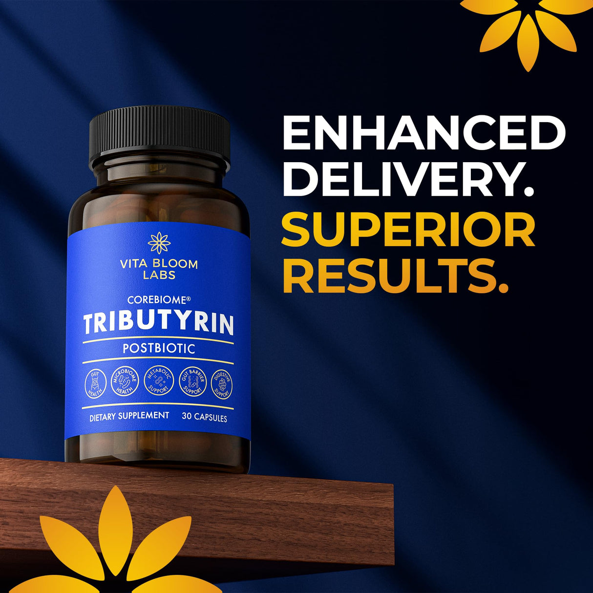 CoreBiome Tributyrin Supplement - Better Delivery & More Effective than Sodium Butyrate - Gut Health & Digestive Support - 3-in-1 Butyrate Postbiotics for Leaky Gut & Gut Barrier Support - 30 Capsules