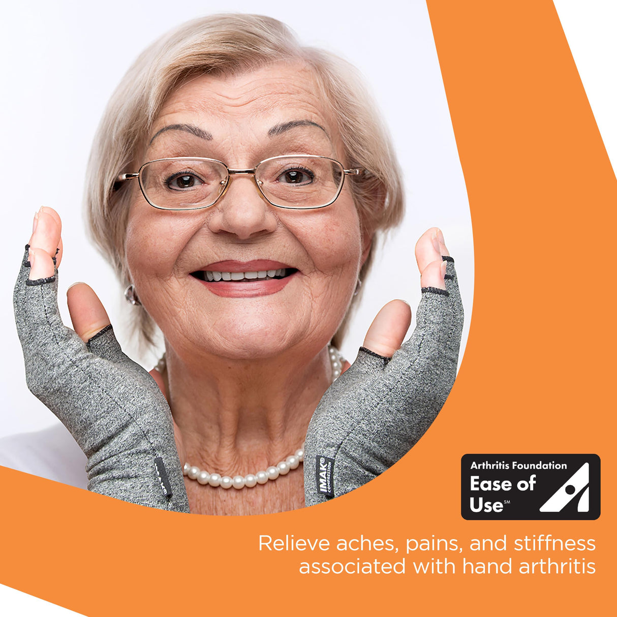 IMAK Compression Arthritis Gloves - Compression Gloves for Arthritis & Joint Pain Support - Men's & Women's Fingerless Gloves to Support Circulation - Grey - Large