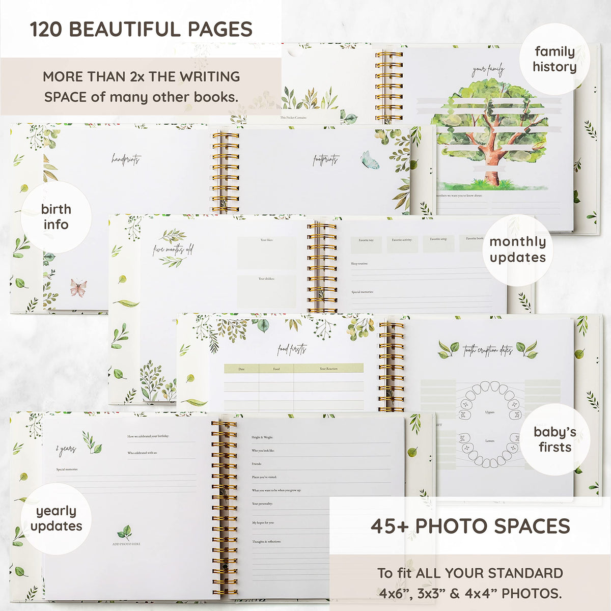 Keepsake Baby Memory Book – Timeless Gender Neutral First 5 Year Baby Book