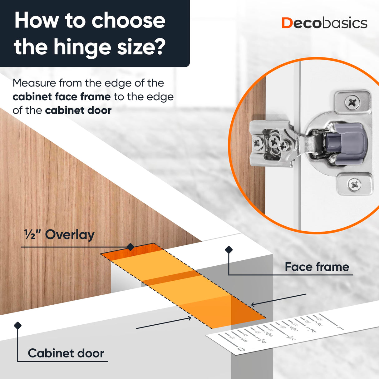 Decobasics 60 Pack Soft Close Cabinet Hinges – 7/16" Overlay for Kitchen Cabinet Doors, Face Frame Concealed Hidden Hinges – Stainless Steel, Self-Closing with 3-Way Adjustment & Slow Close Damper