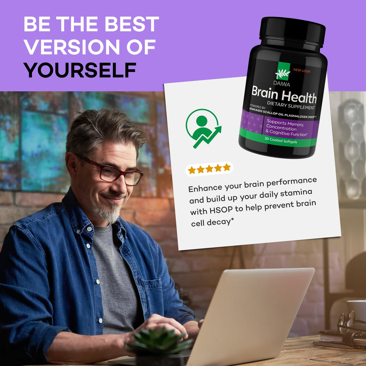 Daiwa Brain Supplement for Adults with Hokkaido Scallop Oil Plasmalogen (HSOP) - 30 Capsules