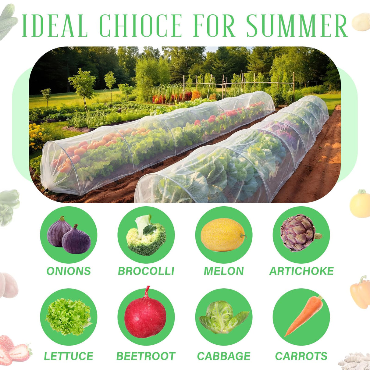 Vincreem 2 Pcs 18 x 118 inch Mesh Garden Greenhouse Tunnel Netting Protection Netting Pest Barrier Vegetable Plant Ultra Fine Mesh Cover Fruit Flowers Row Cover for Raised Beds Garden Greenhouse