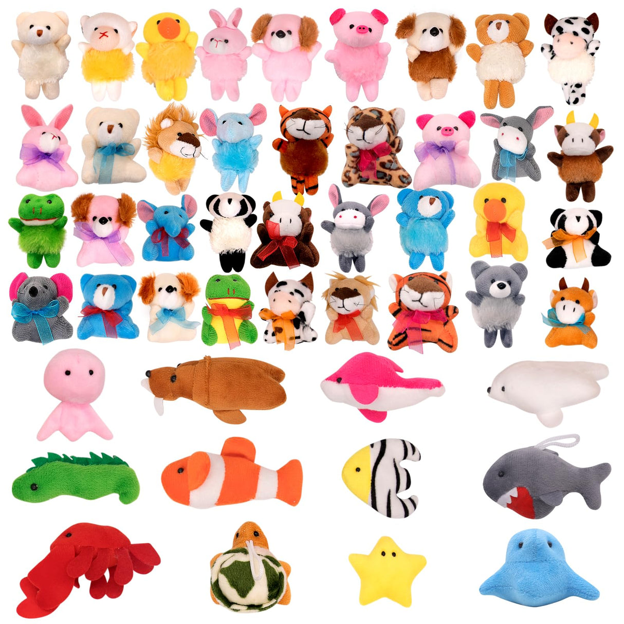 JoyRapt 48 Pack Small Stuffed Animals Bulk Gifts for Kids (2.3/2"-2.5/3.5" Each), Party Favors Toys for Girls, Easter Basket Stuffers Christmas Stocking Plushies (48PCS)