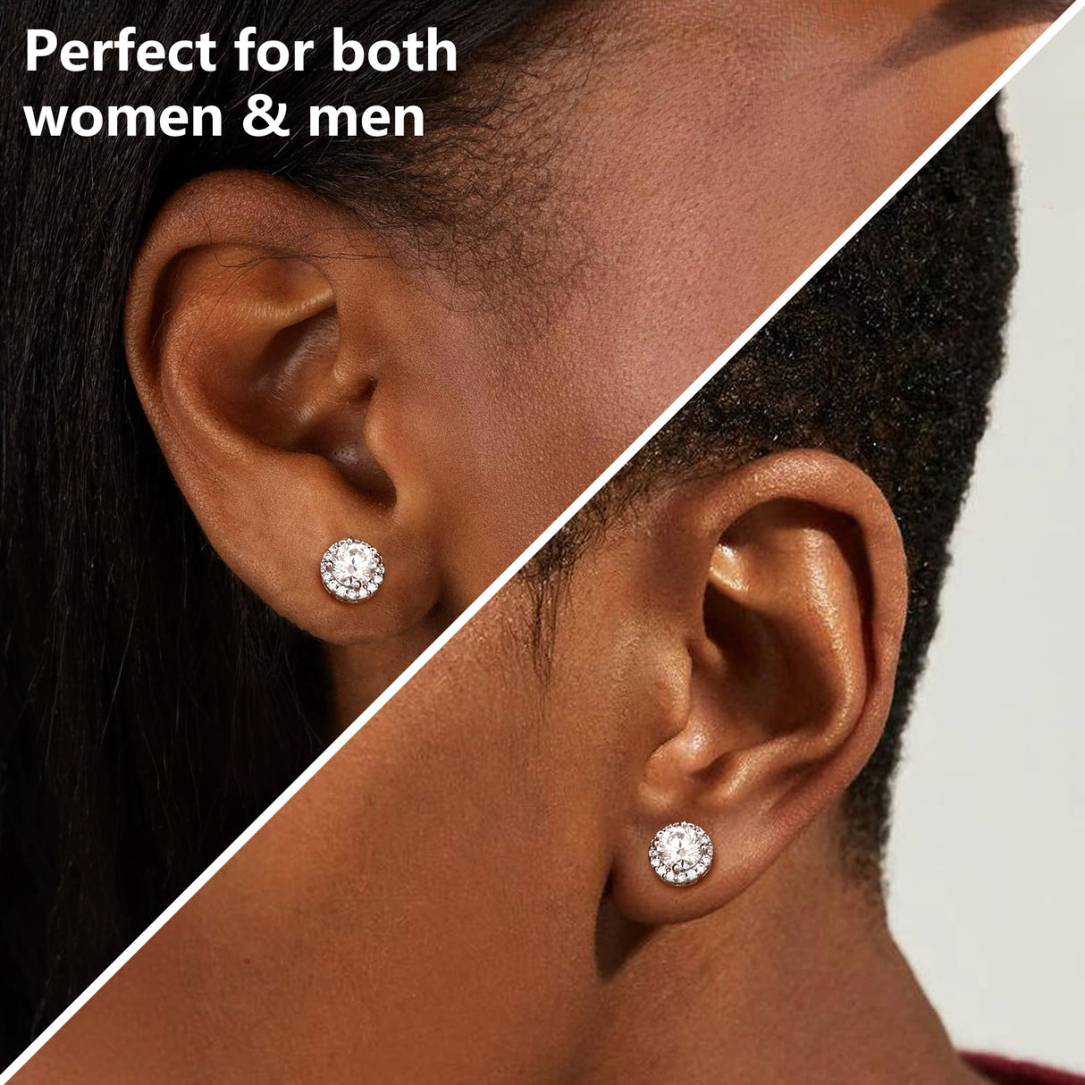 GEMQUEEN Moissanite Magnetic Earrings for Women Men Hypoallergenic, 1.6CT