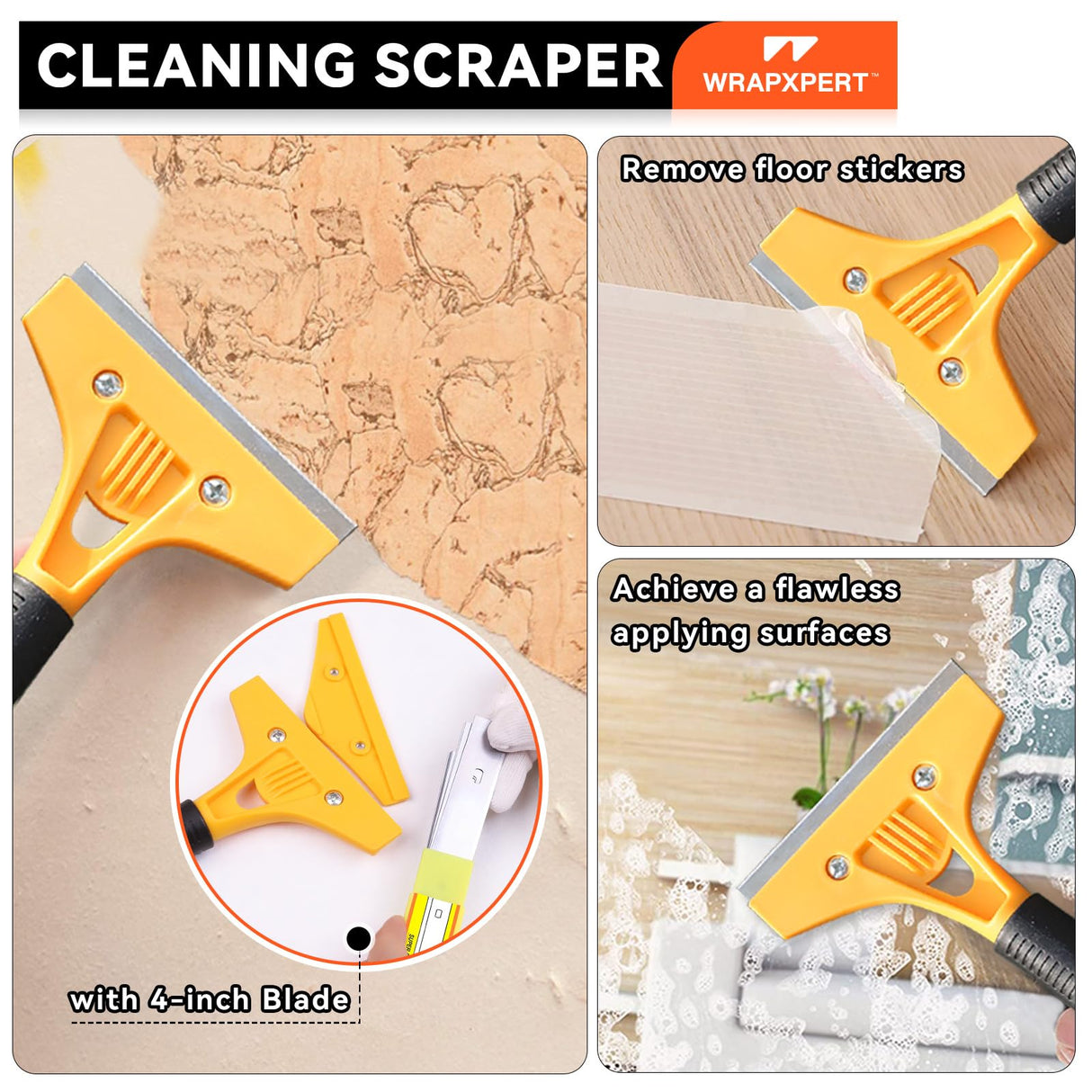 WRAPXPERT Peel and Stick Wallpaper Tools,Wallpaper Smoothing Tool Kit with Smoother,Edge Guider,Paste Brush for Backsplash Tile,Contact Paper