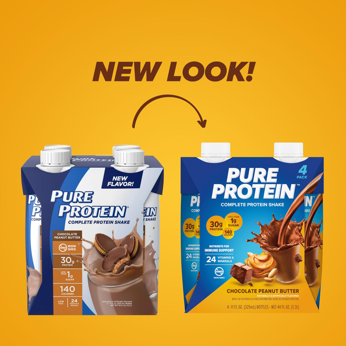 Pure Protein Chocolate Peanut Butter,Ready to Drink and Keto-Friendly, Vitamins A, C, D, and E Plus Zinc to Support Immune Health, 11 Oz, 12 Count (Packaging may vary)