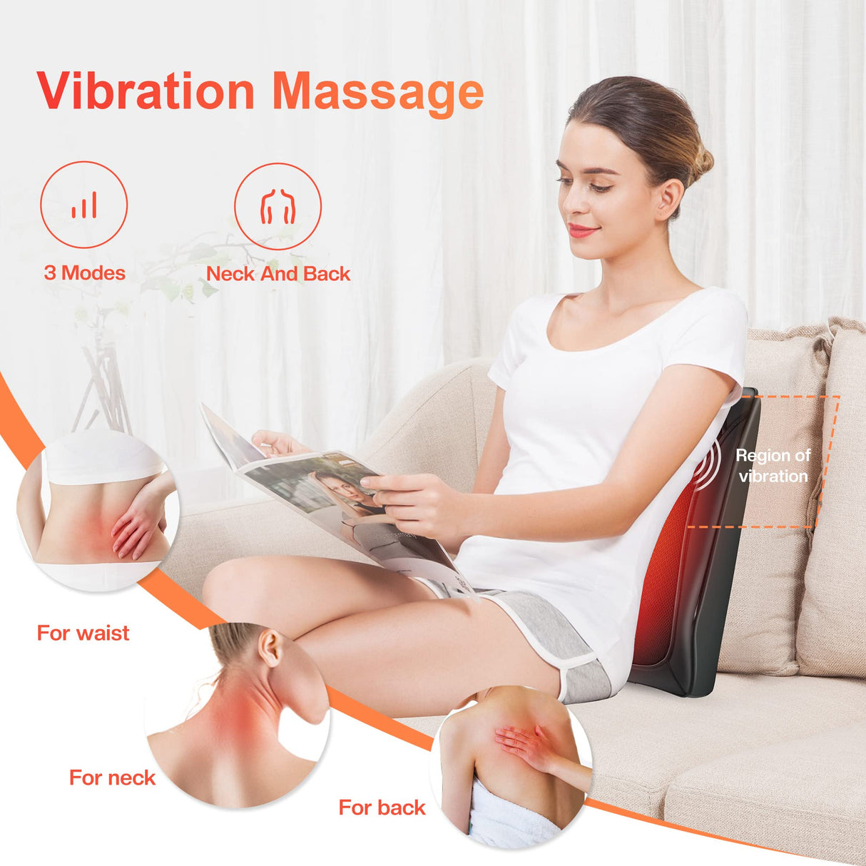 COMFIER Back Massager with Heat,3D Deep Kneading Shiatsu Neck and Back Massager with Vibration & Heat, Neck Back Massage Pillow as Gift for Women Men-Home Office Use