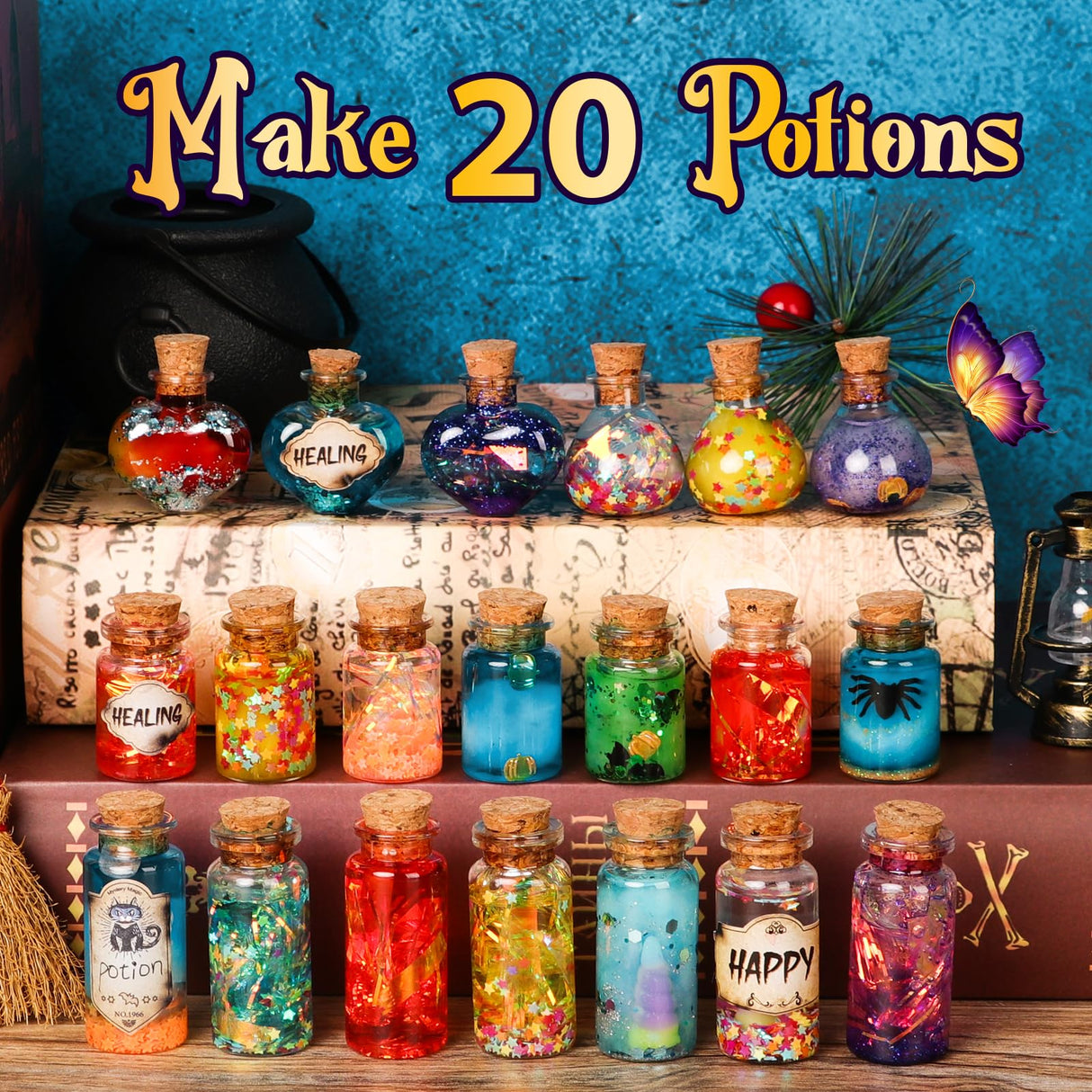 UOMTFAI Mystery Potion Craft Kit for Kids, Mix 20 Magic Wizard Potion, Creative Christmas Decorations Birthday Gifts Toys for Boys and Girls Age 6 7 8 9 10+