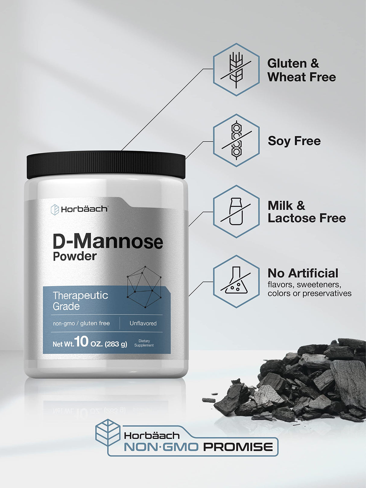 Horbaach D-Mannose Powder Supplement | 10 Oz | Therapeutic Grade | Dietary Supplement for Women and Men | Unflavored | Vegetarian, Non-GMO, and Gluten Free