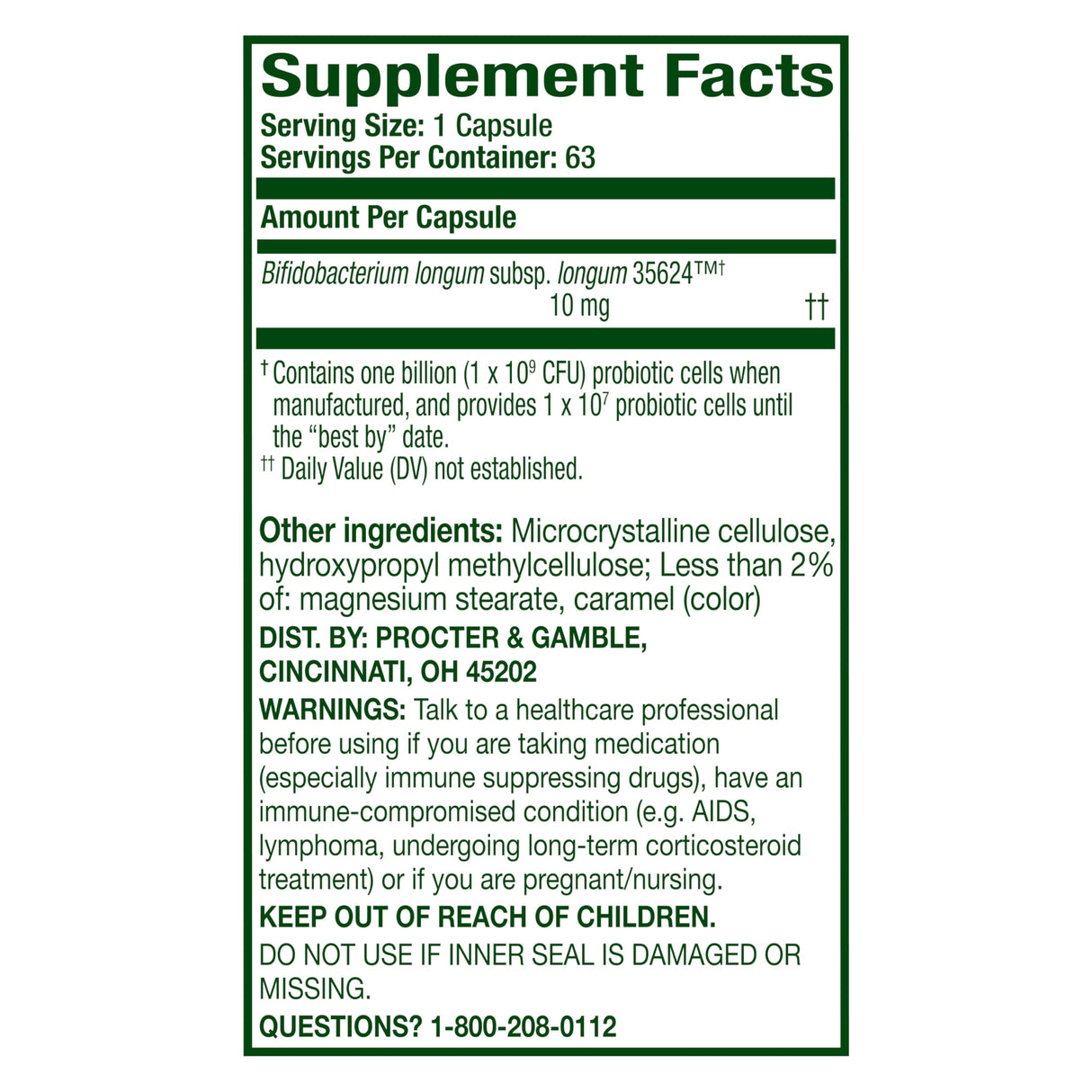 Align Probiotic, Pro Formula, Probiotics for Women and Men, Daily Probiotic Supplement, Helps Soothe Occasional Bloating & Gas*, #1 Doctor Recommended Brand‡, 63 Capsules (Packaging May Vary)