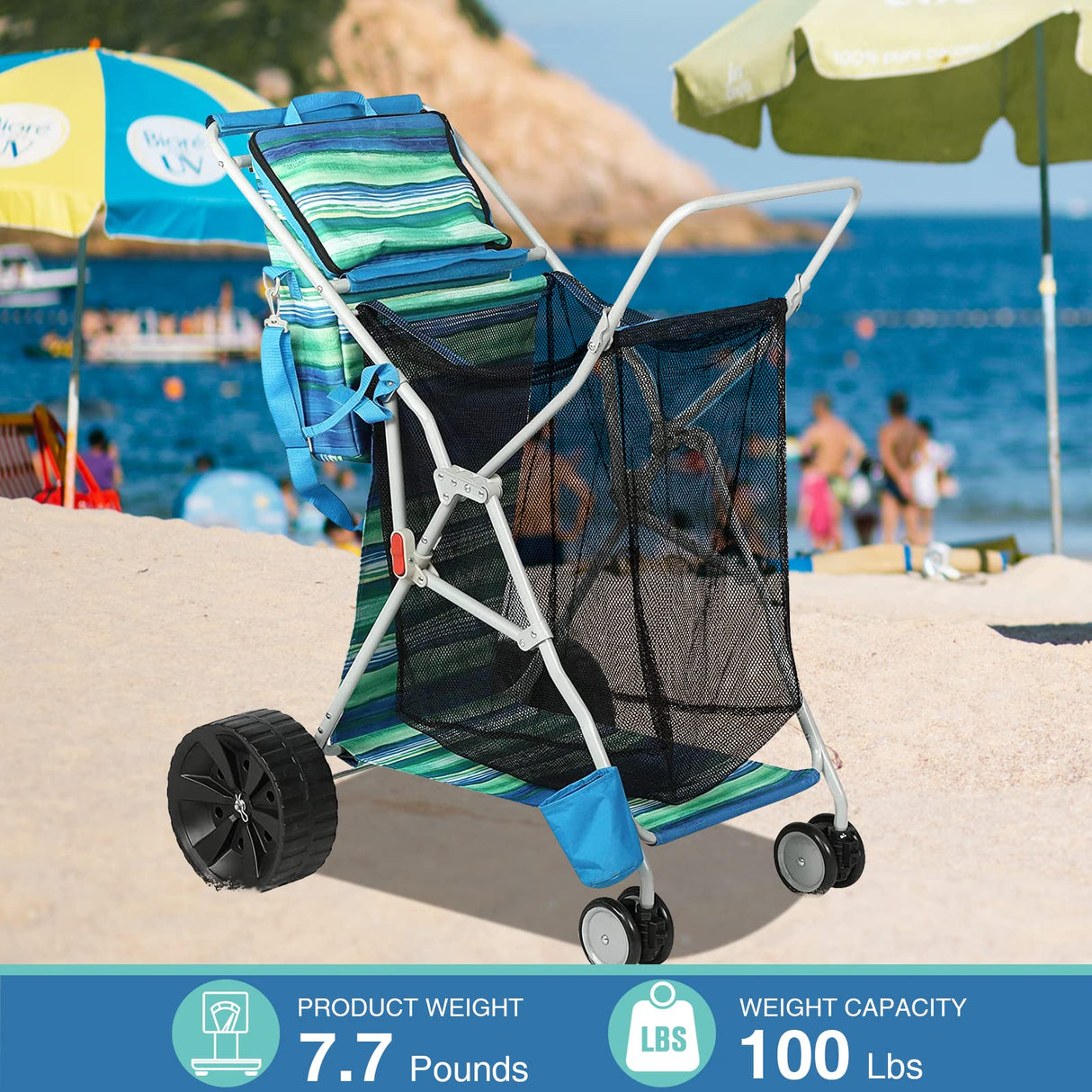 Old Bahama Bay Beach Cart with Big Wheels for Sand